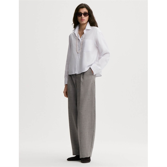 By Malene Birger Audrey Cropped Skjorte, White Herringbo
